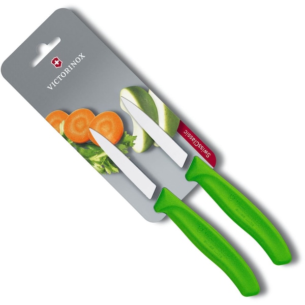 Swiss Army Brands 2024 Kitchen Swiss Classic Paring - 2 Packs 3.25In Spear Point, Straight Blade Green Packaged VIC-6.7606.L114B - main